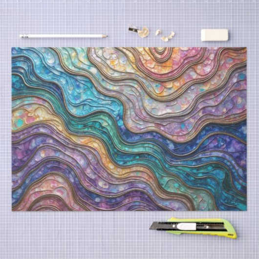 Kleurrijke Abalone Rippled Waves Tissue Paper Tissuepapier (Craft)