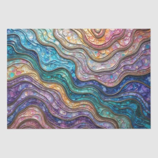 Kleurrijke Abalone Rippled Waves Tissue Paper Tissuepapier (Voorkant)