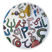 Kleurrijke ABC Keramische Trek Knop (Voorkant)