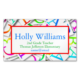 Kleurrijke ABC Teacher Educator Professional Magnetisch Visitekaartje