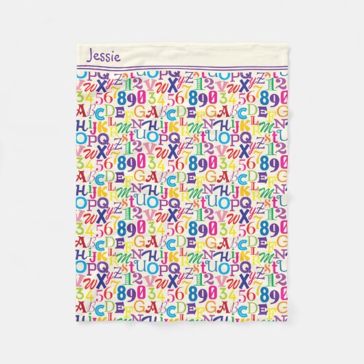 Kleurrijke ABC's en 123s Fleece Deken (Voorkant)