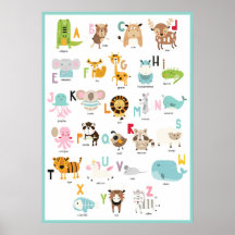 Kleurrijke ABC's | Turquoise Frame Dierenalfabet