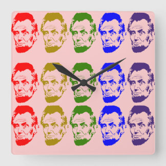 Kleurrijke Abe Lincoln Wall Klock Peach Vierkante Klok