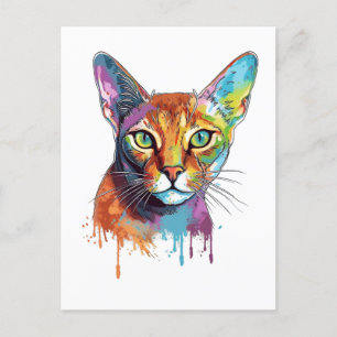 Kleurrijke Abessijnse kat Briefkaart