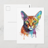Kleurrijke Abessijnse kat Briefkaart (Voorkant / Achterkant)