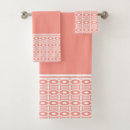 Kleurrijke abrikoos en witte abstracte geometrisch bad handdoek