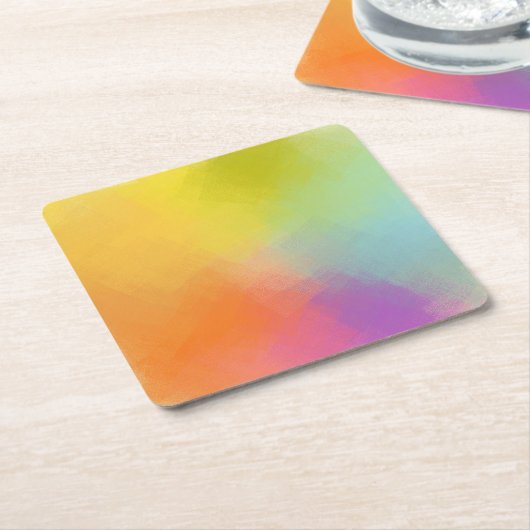 Kleurrijke Abstract Art Geel Roze Rood Blauw Groen Kartonnen Onderzetters (Schuin)