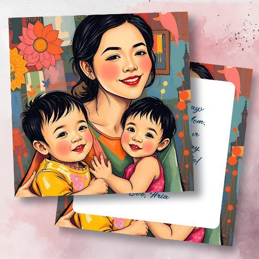 Kleurrijke Abstract Bedankt Mama | Moederdag Kaart