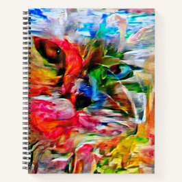 Kleurrijke Abstract Expressionistische Kat Kunstpr Notitieboek
