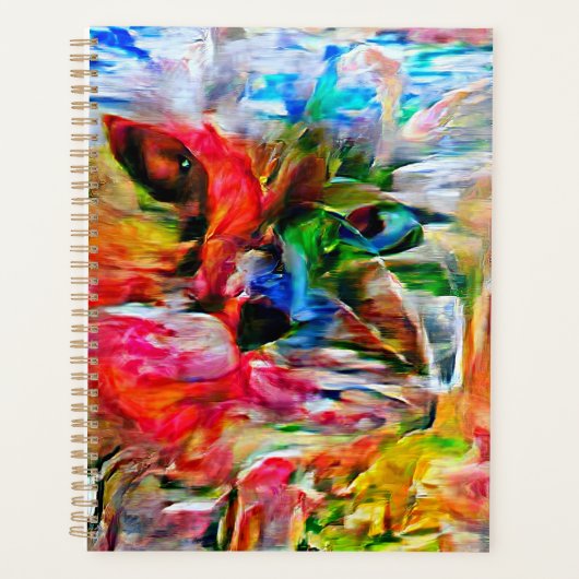 Kleurrijke Abstract Expressionistische Kat Kunstpr Planner (Voorkant)