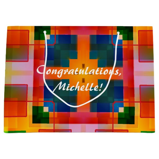 Kleurrijke Abstract Feestelijk Ontwerp Cadeautas (Voorkant)