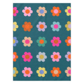 Kleurrijke Abstract Flowers Navy Blue Retro Floral Tafelkleed (Voorkant)