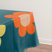 Kleurrijke Abstract Flowers Navy Blue Retro Floral Tafelkleed (Voorbeeld)