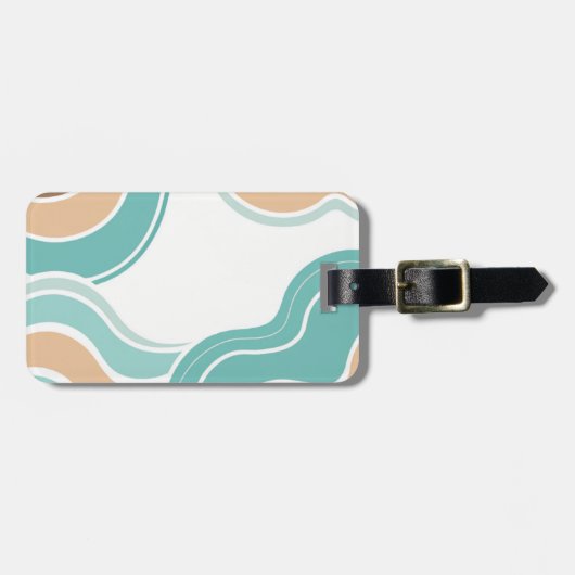 Kleurrijke abstract golvend blauw sinaasappel brui bagagelabel (Voorkant horizontaal)