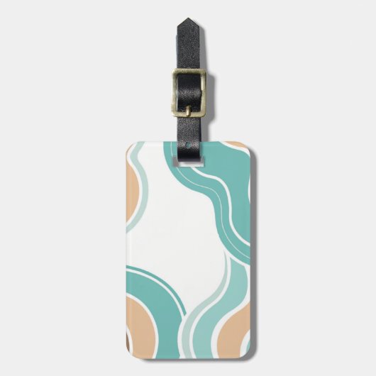 Kleurrijke abstract golvend blauw sinaasappel brui bagagelabel (Voorkant verticaal)