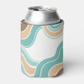 Kleurrijke abstract golvend blauw sinaasappel brui blikjeskoeler (Blikje Voorkant)
