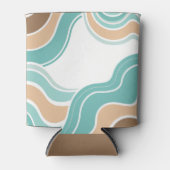 Kleurrijke abstract golvend blauw sinaasappel brui blikjeskoeler (Voorkant)