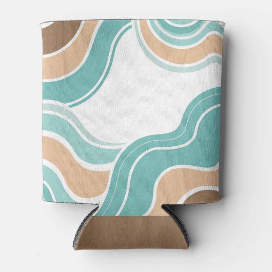 Kleurrijke abstract golvend blauw sinaasappel brui blikjeskoeler (Voorkant)