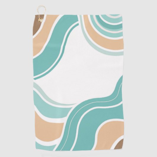 Kleurrijke abstract golvend blauw sinaasappel brui golfhanddoek (Voorkant)