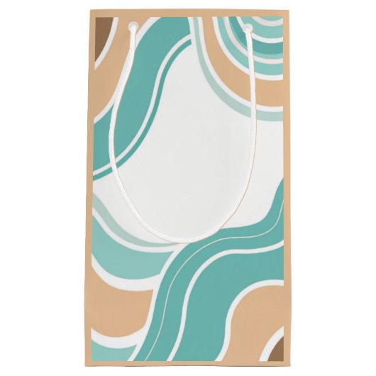 Kleurrijke abstract golvend blauw sinaasappel brui klein cadeauzakje (Voorkant)