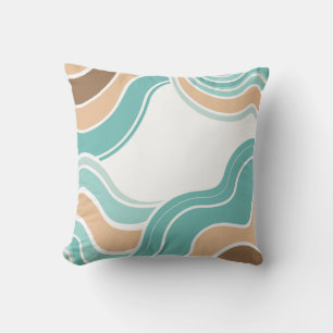 Kleurrijke abstract golvend blauw sinaasappel brui kussen