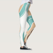 Kleurrijke abstract golvend blauw sinaasappel brui leggings (Rechts)