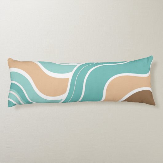 Kleurrijke abstract golvend blauw sinaasappel brui lichaamskussen (Achterkant)