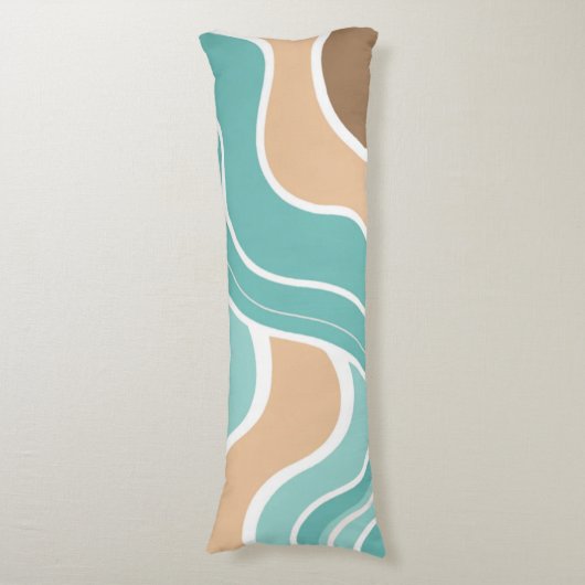 Kleurrijke abstract golvend blauw sinaasappel brui lichaamskussen (Voorkant Verticaal)