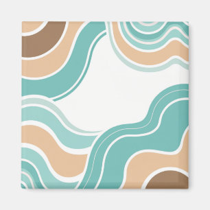 Kleurrijke abstract golvend blauw sinaasappel brui magneet