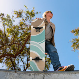 Kleurrijke abstract golvend blauw sinaasappel brui persoonlijk skateboard