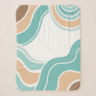 Kleurrijke abstract golvend blauw sinaasappel brui sherpa deken