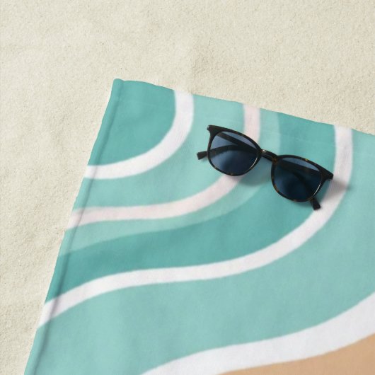 Kleurrijke abstract golvend blauw sinaasappel brui strandlaken (In situ)