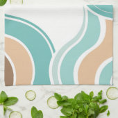 Kleurrijke abstract golvend blauw sinaasappel brui theedoek (Gevouwen)