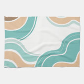 Kleurrijke abstract golvend blauw sinaasappel brui theedoek (Horizontaal)