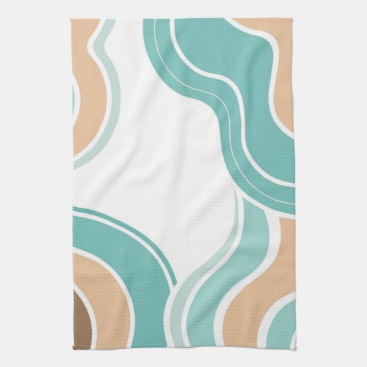 Kleurrijke abstract golvend blauw sinaasappel brui theedoek (Verticaal)