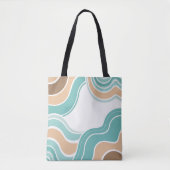 Kleurrijke abstract golvend blauw sinaasappel brui tote bag (Voorkant)