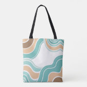 Kleurrijke abstract golvend blauw sinaasappel brui tote bag (Achterkant)