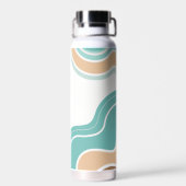 Kleurrijke abstract golvend blauw sinaasappel brui waterfles (Achterkant)