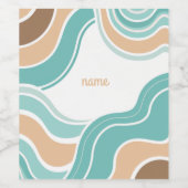 Kleurrijke abstract golvend blauw sinaasappel brui wijn etiket (Enkel label)