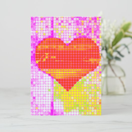 Kleurrijke Abstract hart kunst funky fun liefde Bedankkaart (Staand voorkant)