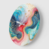 Kleurrijke Abstract Ink Art Wall Clock Grote Klok (Hoek)