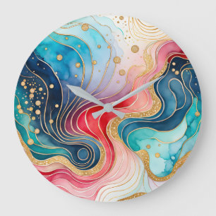 Kleurrijke Abstract Ink Art Wall Clock Grote Klok