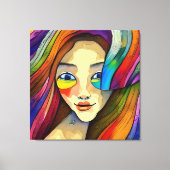 Kleurrijke Abstract  Meisje Artsy Canvas Afdruk (Voorkant)