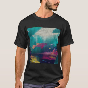Kleurrijke Abstract Molly Vis 8-bit Pixel Art T-shirt