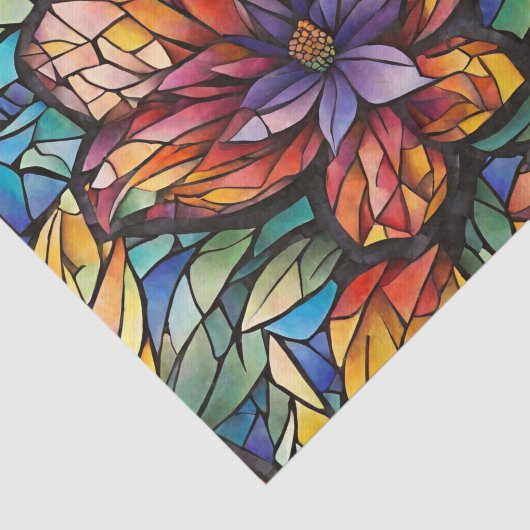 Kleurrijke Abstract Mozaïek Bloem en Bladeren Tissuepapier (Detail)