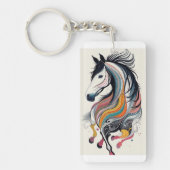Kleurrijke Abstract Paard Acryl Sleutelhanger (Voorkant)