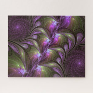 Kleurrijke Abstract Paarse Khaki Fractale Kunst Legpuzzel