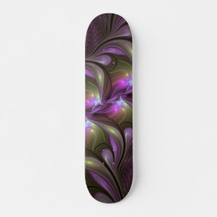 Kleurrijke Abstract Paarse Khaki Fractale Kunst Persoonlijk Skateboard