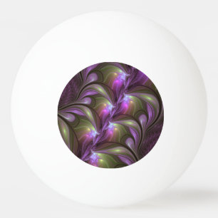 Kleurrijke Abstract Paarse Khaki Fractale Kunst Pingpongbal