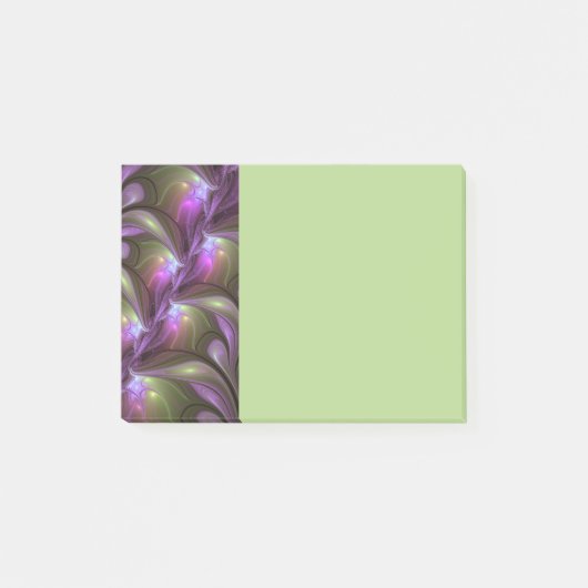 Kleurrijke Abstract Paarse Khaki Fractale Kunst Post-it® Notes (Voorkant)
